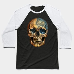 Skull with map Baseball T-Shirt